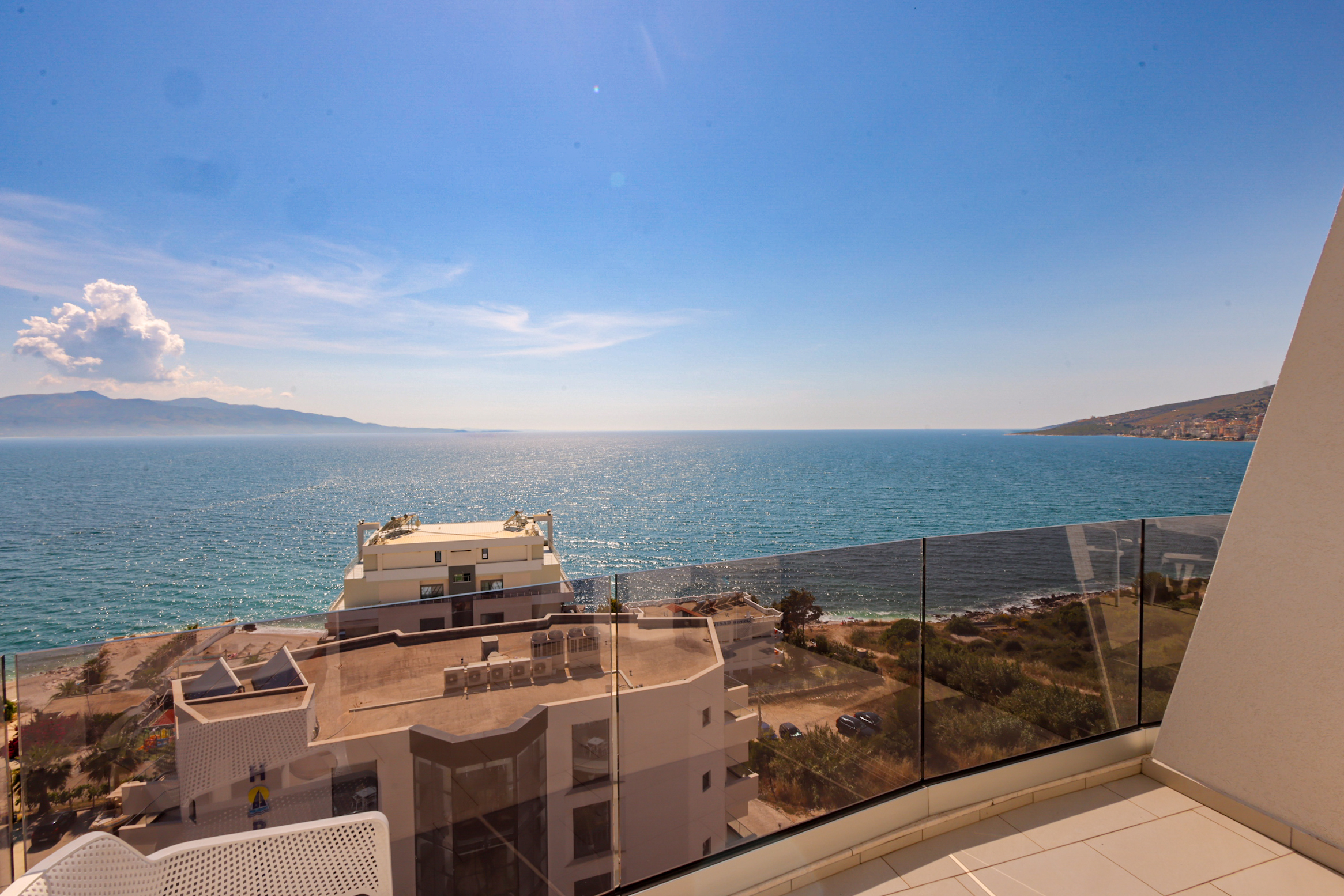 Balcony overlooking the Ionian Sea at Hotel Saranda International